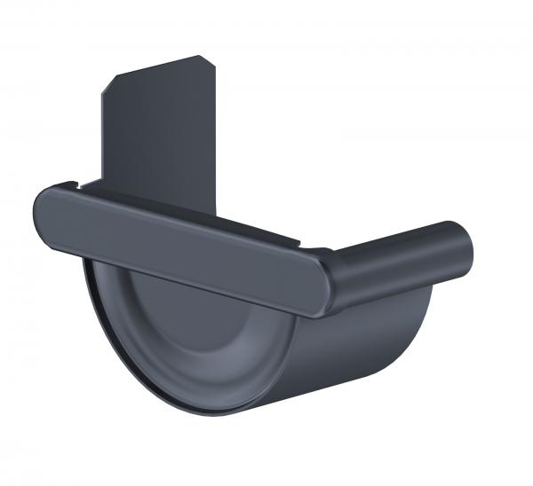 Kastendachrinnen Endstück anthrazit links für Kastendachrinne NW 68